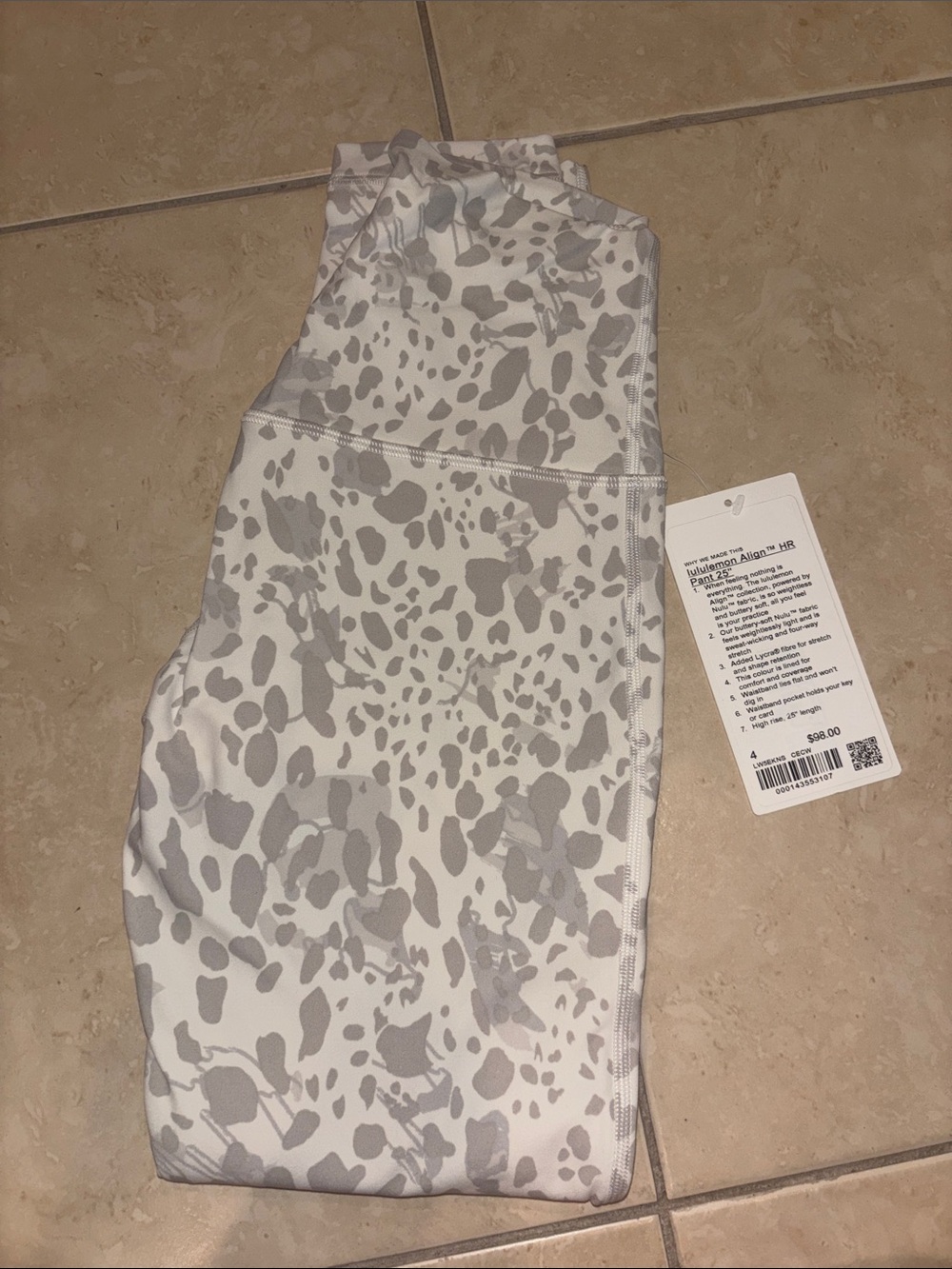 lululemon athletica align 25 cheetah camo antique white